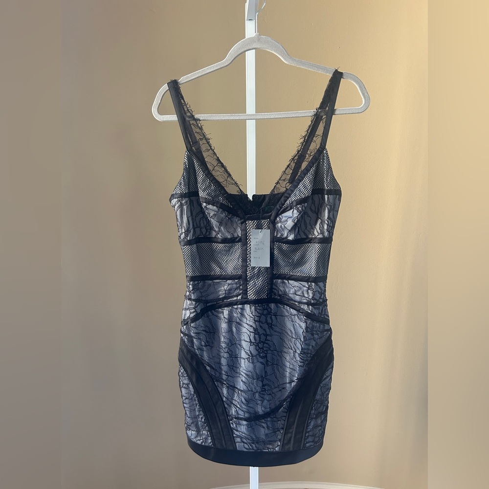 Julian Joyce Chic Black Lace Slip Dress